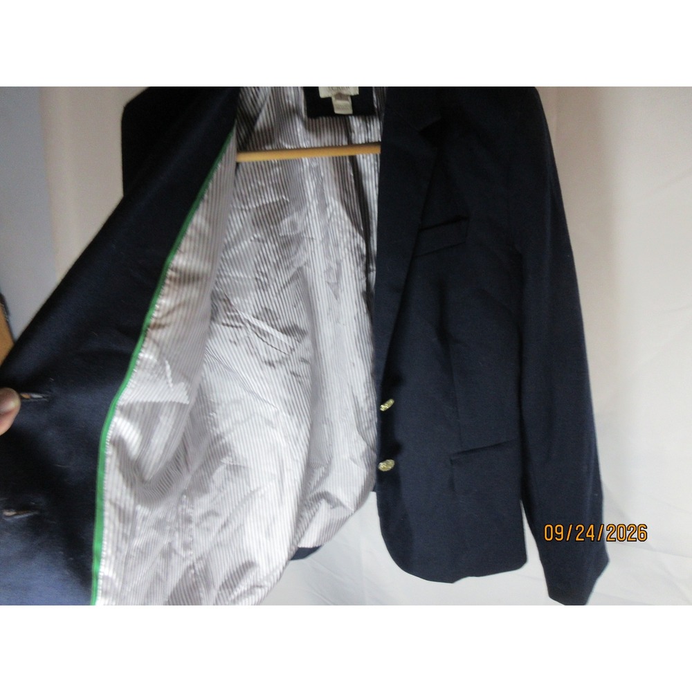 J.Crew Navy Blue Wool Blend Schoolboy Blazer Gold Buttons Size 8 92480 - Picture 6 of 8